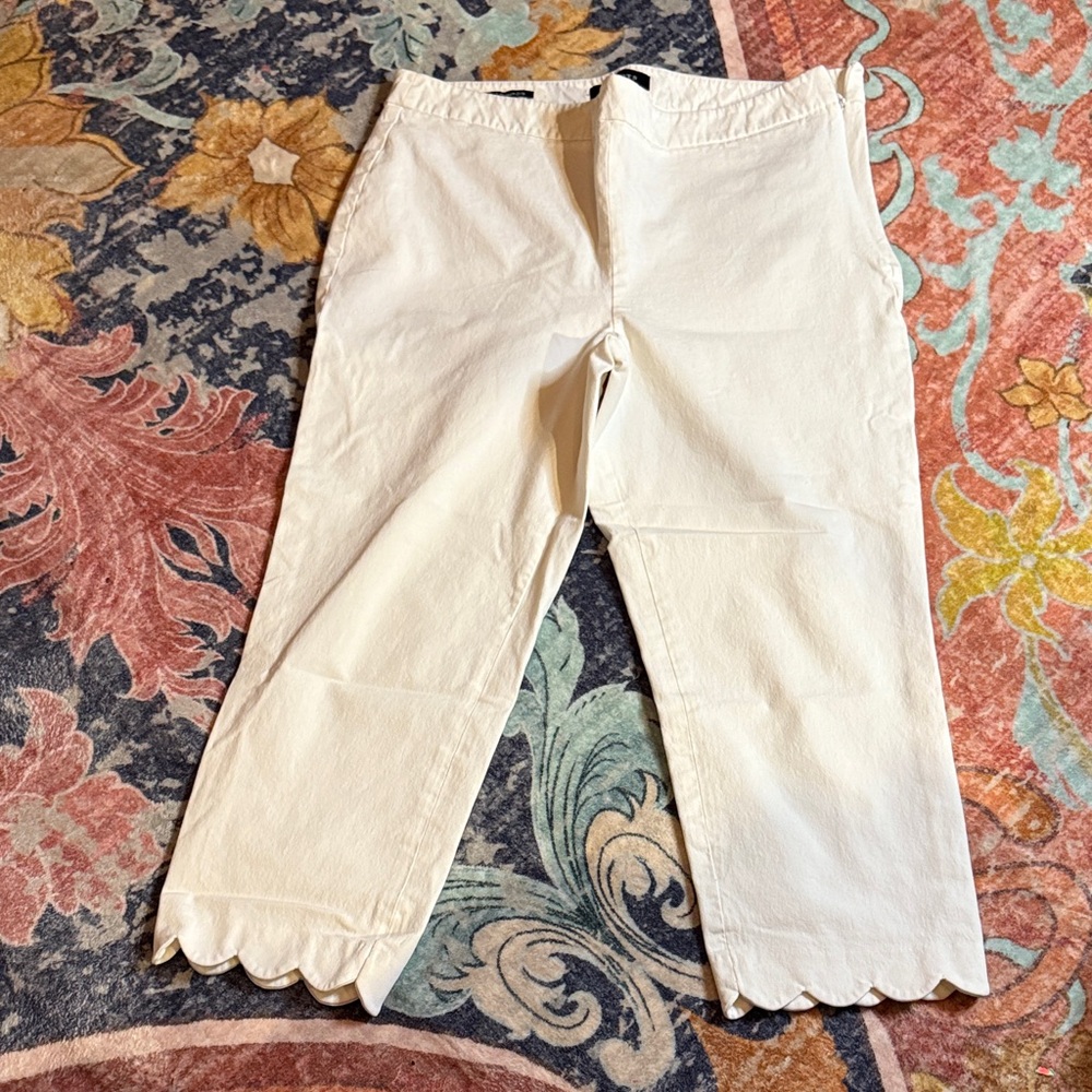 Talbots Ivory Scalloped Ankle Jeans